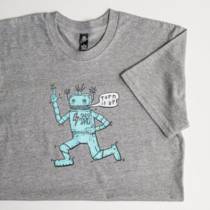 MainFM dancing robot tee - grey marle